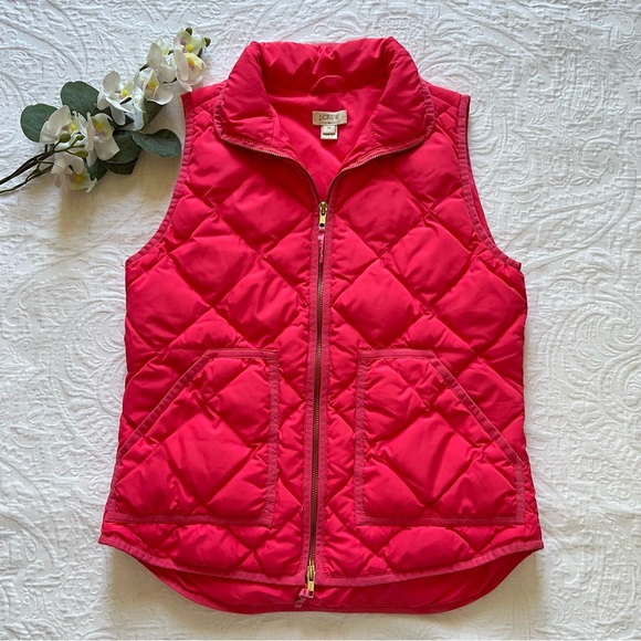 J. Crew Jackets & Blazers - BOGO! J Crew Pink Quilted Feather
Down Mock Neck Puffer Vest- XS